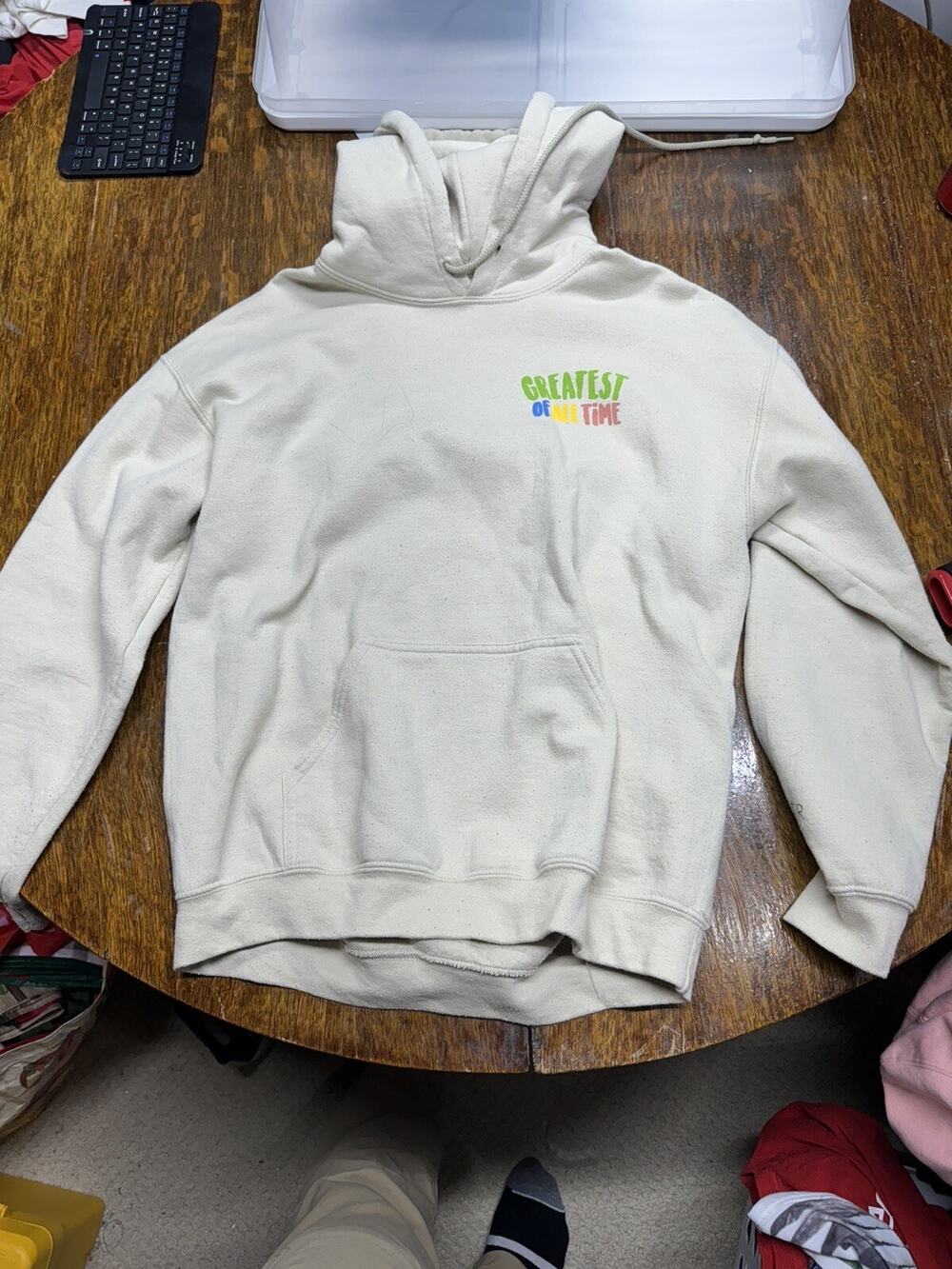 GREATEST OF ALL TIME HOODIE, Baby Goat, UNISEX medium Tan